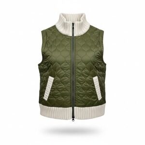 Westbound Petites Ivy Green Onion Quilted Vest Ribbed Mock‎ Neck PM NEW